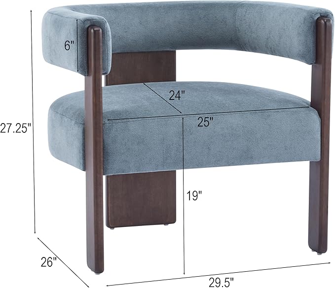 Christopher Knight Home Nettie Modern Accent Chair for Living Room, Velvet Fabric Single Lounge Sofa Chair with Wooden Frame, Comfy Reading Chair for Bedroom, Lounge Armchair with Cushion, Dusky Blue