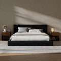 RECCI AirFrame Full Size Bed Frame with Headboard, Cloud Upholstered Platform Bed Frame, 5 Inch Foam Cushioned, No Box Spring, Easy Assembly (Onyx Black)