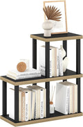 Furinno Turn-N-Tube Storage Shelves, 3-Cube Book Shelf, Accent Display Shelf, Toolless Open Shelves, Square Tubes, for Organization and Storage, Living Room, Garage, Home Office, Dark Americano