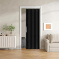 Jilron 100% Blackout Fabric Folding Door Curtain with Magnetic Closure - Accordion Style for Sliding Doors, Closets,Wardrobe and Temporary Door Solutions Doorway Curtains（W42 x L78, Black，1 Panel）