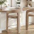 HNY 26 Inch Modern Tall Barrel Bar Stool, Velvet Upholstered Barstools with Open Back, Counter Height Bar Stool Chair with Armrest for Kitchen Island, Khaki