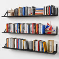Forbena 48 Inch Long Floating Book Shelves for Wall Set of 3, Black Wall Bookshelves for Living Room, Large Heavy Duty Wood Wall Mounted Hanging Bookshelf for Bedroom Office Library Classroom