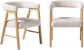 Walker Edison Ezra Modern Curved Back Dining Chair with Boucle Upholstery - Ivory (Set of 2)