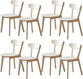 Modern Dining Chairs Set of 8, Solid Oak Wood Dining Chair with Comfortable Backrest, Sturdy Wooden Chairs for Kitchen, Dining Room