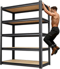 71''H 35.4''W Storage Shelves,2500LBS Garage Shelving ,Adjustable Garage Shelves ,Heavy Duty Metal Shelving, 5 Tier Wood Utility Steel Shelf, Shelving Units and Storage Rack fo Kitchen Pantry Laundry