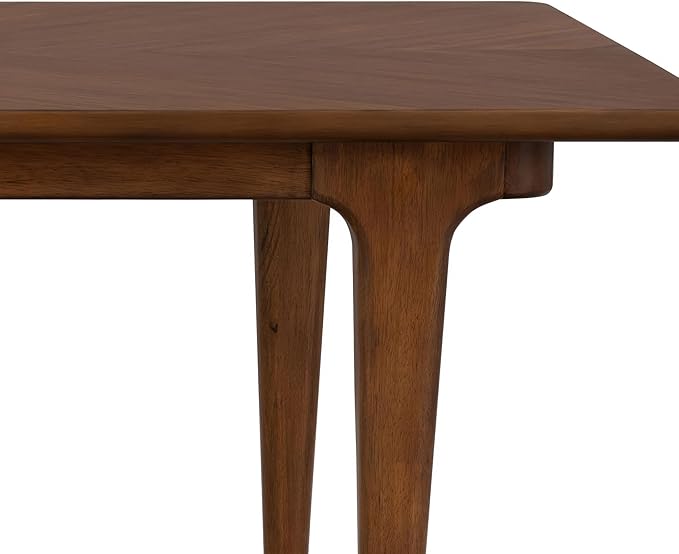 Furniture of America Forma Mid-Century Modern 82-inch Wood Rectangle Dining Table with Soft Round Edge Top and Gold-Capped Legs, Easy Assembly for Home, Kitchen and Living Room, Walnut