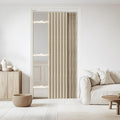 Jilron Accordian Door Curtain, 100% Blackout Folding Magnetic Doorway Curtains,Linen Style Closet Doors,for Room Divider,Privacy Protection（W52 x L78,Beige,1 Panel）