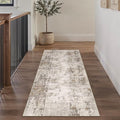 2x6 Washable Runner Rug Brown Grey Abstract Non Slip Soft Low Pile Hallway Kitchen Rug Neutral Modern Carpet for Laundry Bathroom Bedroom Living Room Home Decor