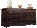 WLIVE Wooden Dresser for Bedroom, 6 Drawers Chest of Drawers, 59" Wide Modern Dresser Closet Storage Organizer for Living Room Hallway, Brown