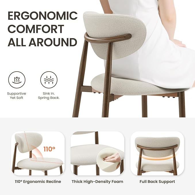 Bar Stools Set of 1, Counter Height bar stools, Kitchen Bar Stools with Backs, Modern Upholstered, Modern Bar Stools with Metal Legs for Kitchen Island, Counter, Beige