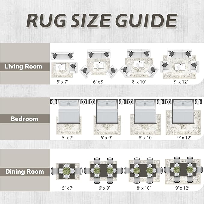 8x10 Area Rugs for Living Room: Washable Vintage Large Retro Rug Soft Non-Slip Indoor Low Pile Carpet for Bedroom Dining Room Office (Taupe, 8' x 10')