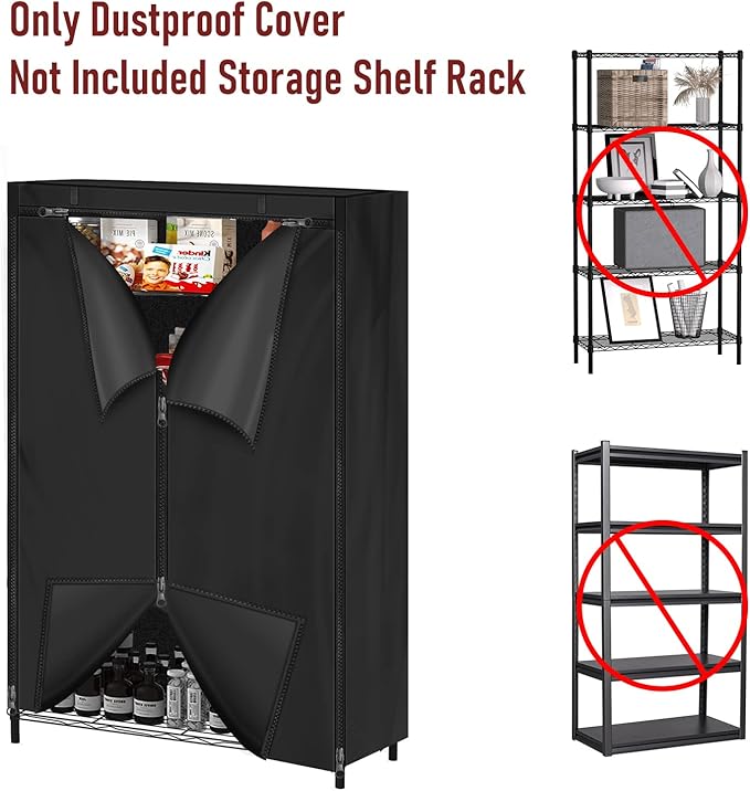 Storage Shelving Unit Cover Waterproof Shelf Cart Cover Protective Outdoor Indoor Storage Rack Dust Covers (48 D x 18 W x 72 H)