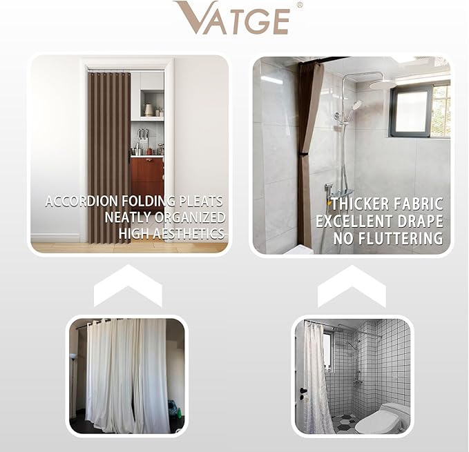 Vatge Doorway Curtains - Closet Curtain for Open Closet, Hanging Room Divider for Doorway Privacy and Room Separation, 1 Panel, W52 x L78, Brown
