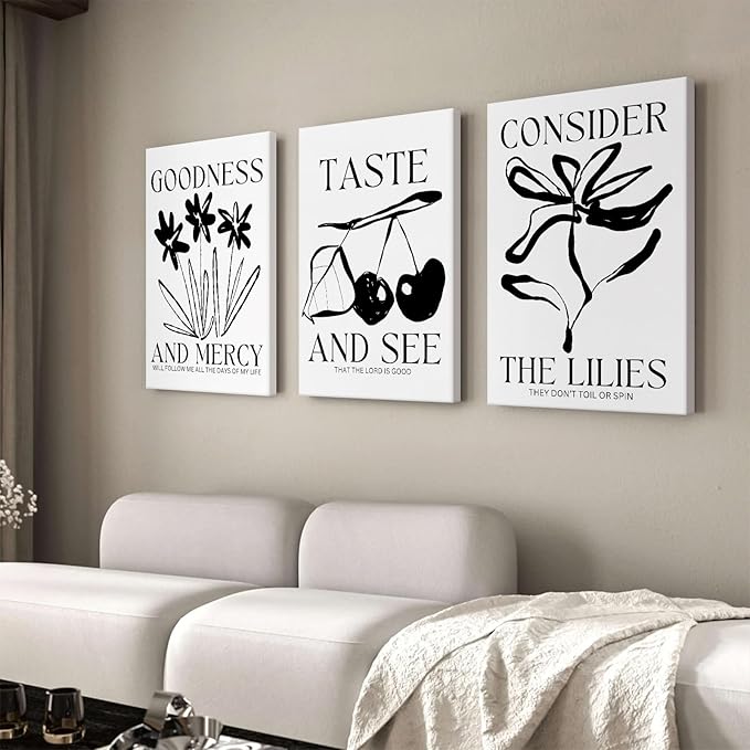 Christian Wall Art Bible Verse Canvas Poster Trendy Wall Decor Religious Pictures Modern Painting Scripture Poster Catholic Prints Cherry Artwork for Bedroom Living Room 16x24x3 Inch Ready to Hang