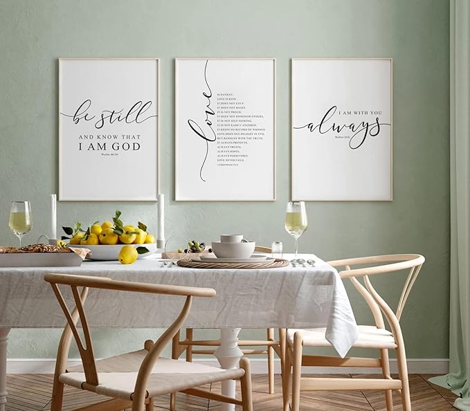 Bible Verse Wall Art Decor Scripture Canvas Wall Art Christian Pictures Inspirational Artwork Scripture Bible Verse Posters Christian Paintings for Living Room Bedroom 24x36 Inch Unframed Set of 3