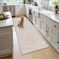 Vaukki 2x6 Runner Rug for Living Room, Soft Fluffy Washable Modern Floral Indoor Floor Mat, Non Slip Shaggy Boho Accent Throw Carpet for Bedroom, Living Room, Nursery and Dining Room, Beige