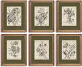 Vintage Floral Wall Art Sketch Flower Prints Antique Botanical Canvas Wall Art Decor Vintage Etchings Floral Poster Green Botanical Painting Sage Green Artwork for Bedroom 12x16x6 Inch Unframed