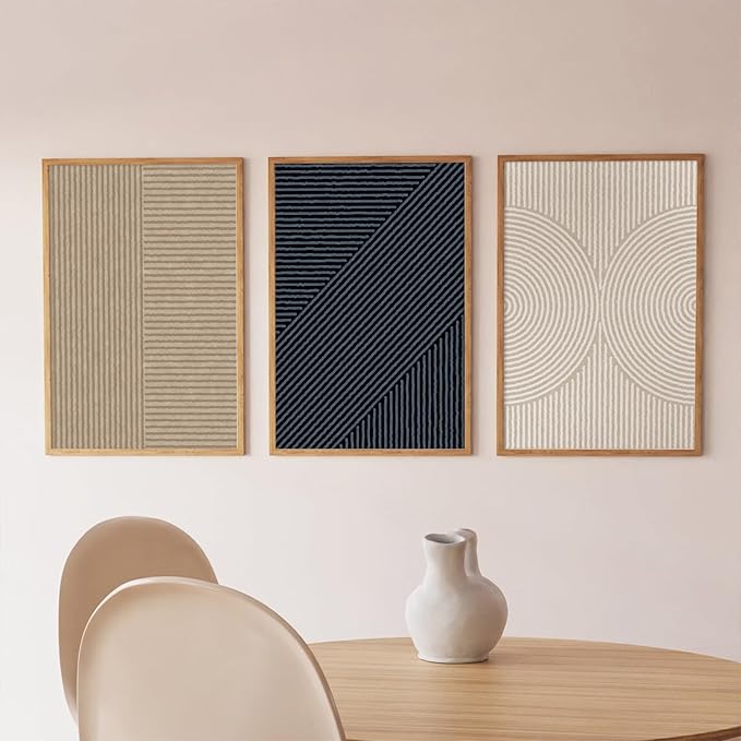 Modern Abstract Pictures Wall Art Boho Neutral Canvas Wall Art Minimalist Wall Decor Black Brown Artwork Abstract Modern Painting Prints for Living Room Bedroom 16x24 Inch Set of 3 (UNFRAMED)