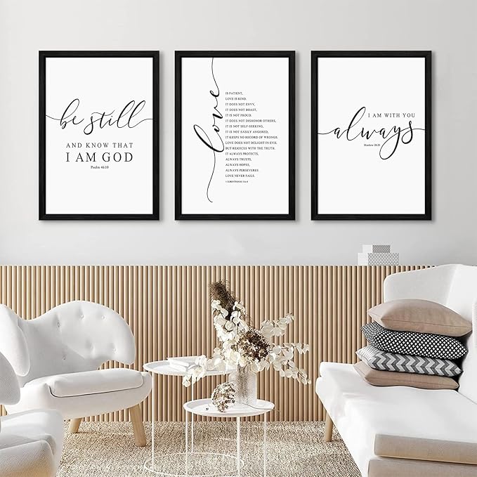 Tanmart Bible Verse Wall Art Decor Scripture Canvas Wall Art Christian Pictures Inspirational Artwork Scripture Bible Verse Posters Christian Paintings for Living Room Bedroom 12x16 Inch Black Framed