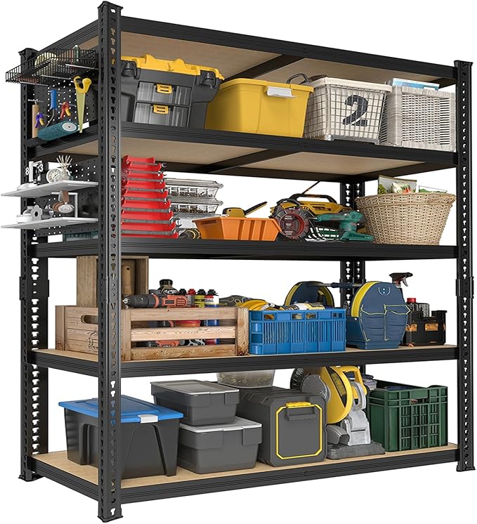 40''W Garage Storage Shelves, Storage Racks Shelving Units, Storage Shelves Heavy Duty, Adjustable Metal Shelves with 2 Pegboards for Basement, Warehouse, Pantry, Closet, Kitchen, 2200 LBS
