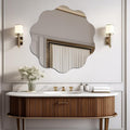 DARENYI Round Wavy Mirror for Wall Decor, 16 inch Acrylic Circle Scalloped Wall Mirror for Bathroom, Bedroom, Living Room, Entryway, Home Decor