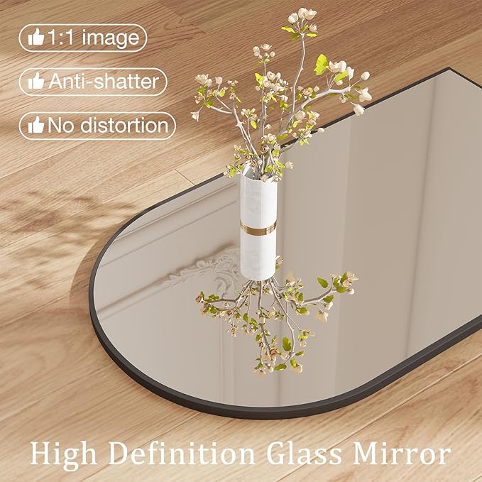 NEWBULIG Bathroom Mirror, Wall Mirror with Aluminum Alloy Thin Frame, Bathroom Mirrors for Over Sink, Bedroom, Living Room, Entryway