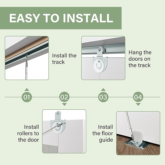 72" x 80" Sliding Closet Door, 1-Lite One-Side Mirror Bypass Door Panel with Hardware Track Kit & Floor Guide, Solid Wood Slab Pre-Assembled with PVC Surface, Silver Round Handle