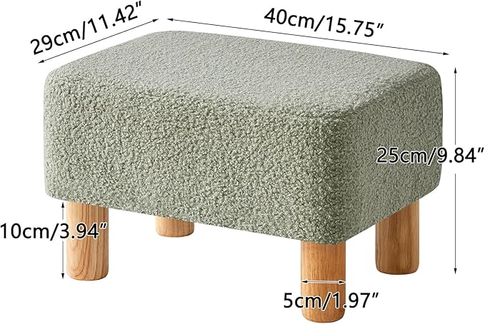 YMYNY Ottoman, Modern Footrest with Soft Padded Seat, Foot Stool with Wood Legs, Small Square Pouf Under Desk for Living Room Bedroom Office 15.74" D×11.41" W×9.84" H Green UHBD030GR
