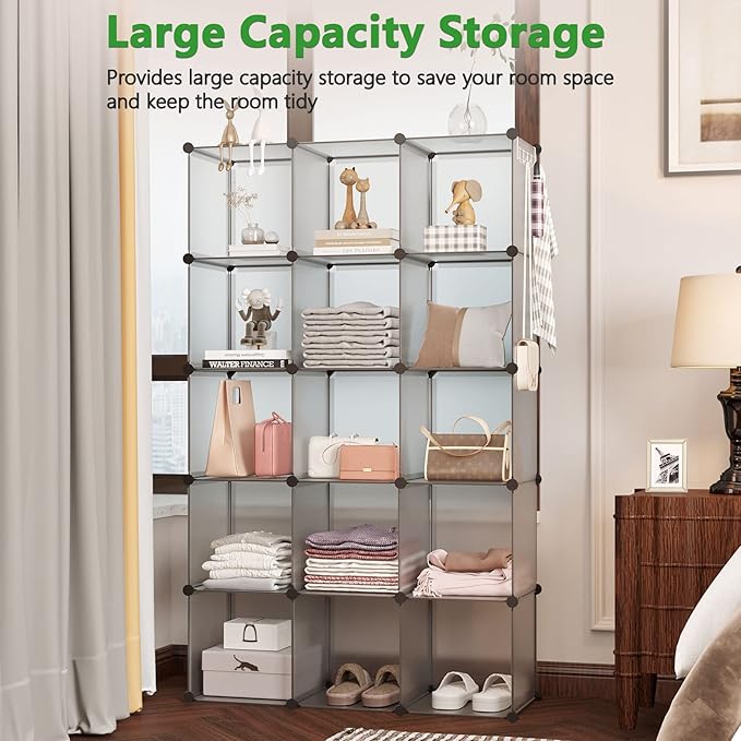 C&AHOME Plastic 16-Cube Grey UPCS16G