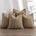 MIULEE Khaki Linen Pillow Covers Pack of 4 Decorative Natural Solid Throw Pillow Covers Soft Accent Boho Farmhouse Couch Pillowcases Modern Spring Home Decors for Living Room Bed Sofa 24x24 Inch