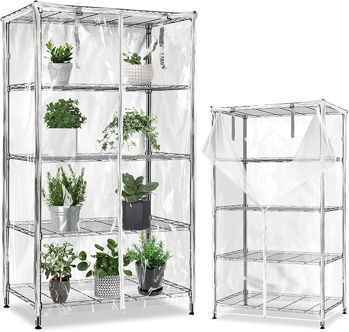 okcool Waterproof Shelf Cover,All Clear Wire Shelf Cover with Zipper,Transparent PVC Clearly Visible.(Fits 48" Wx24 Dx72 H Shelves)