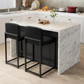 GarveeHome Bar Stools Set of 2, Modern Counter Height Bar Stools with Back and Footrest, Faux Leather Upholstered Barstools Chairs for Kitchen Island Dining Room Bar, Black