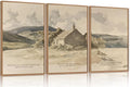 FWIEXA Nature Christian Bible Verse Framed Canvas Wall Art Set, Floods Mountain Houses Jesus Wall Decor, Vintage Easter Artwork, Inspirational Quotes Art Prints for Prayer, Bedroom - Size 24"x36"x3