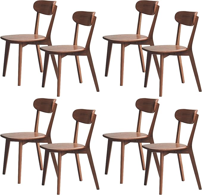 Modern Wood Dining Chairs Set of 8, Solid Oak Wood Dining Chair with Comfortable Backrest, Sturdy Wooden Chairs for Kitchen, Dining Room