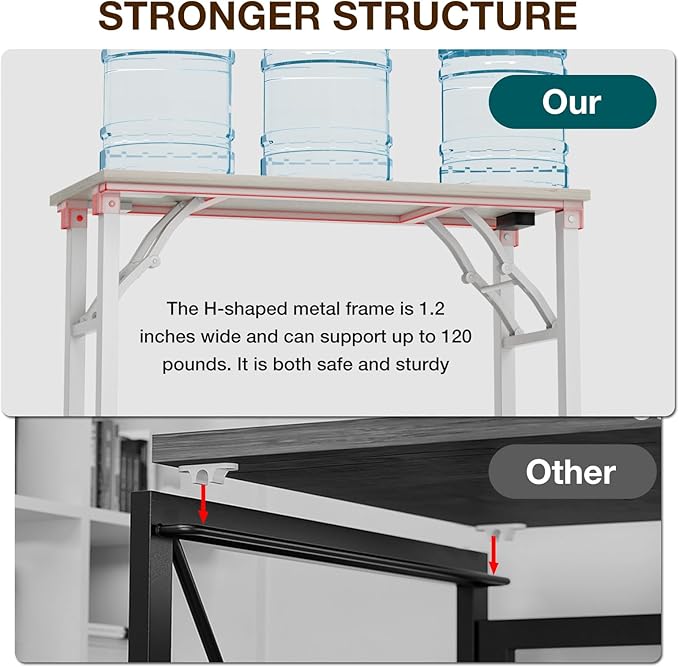 TEMI Small Computer Desk Folding Table - No Assembly, Compact 35.8" Foldable Desk with Power Outlets & USB Charging Port, Portable Small Office Desk, Ideal Mini Study Table for Narrow Spaces,White Ash