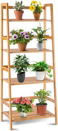 Giantex 4-Tier Bamboo Plant Stand Flower Pots Holder Display Shelf, 47.5inch Ladder Shelf Plants Organizer Rack for Patio Balcony Garden Home, Bookcase Planter Storage Shelving Unit Indoor Outdoor