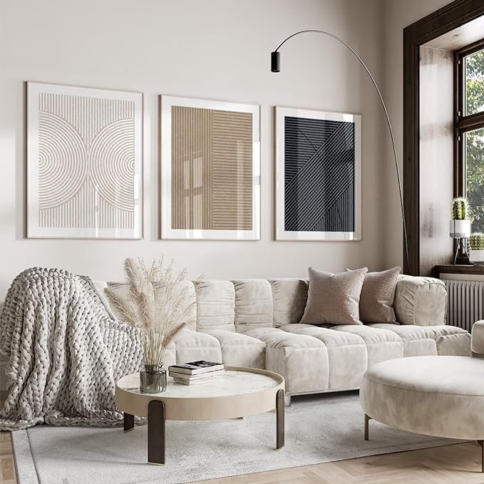 Modern Abstract Pictures Wall Art Boho Neutral Canvas Wall Art Minimalist Wall Decor Black Brown Artwork Abstract Modern Painting Prints for Living Room Bedroom 12x16 Inch Unframed Set of 3 (NO FRAME)