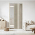 Jilron Accordian Door Curtain, 100% Blackout Folding Magnetic Doorway Curtains,Linen Style Closet Doors,for Room Divider,Privacy Protection（W52 x L78,Off White,1 Panel）