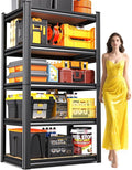 Garage Shelving Heavy Duty 5-Tier Storage Shelves, Adjustable Shelving Unit, Utility Garage Organizer Shelf for Basement, Pantry, Kitchen, Warehouse,Supermarket, 12" Dx28 Wx71.2 H, Black