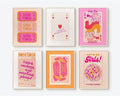 Hot Pink Wall Art Decor Trendy Aesthetic Pictures Preppy Funky Wall Art Poker Retro Poster Orange Vintage Canvas Hot Pink Artwork Western Prints Cowgirl Painting Dorm Room 8x10 Inch Unframed Set of 6