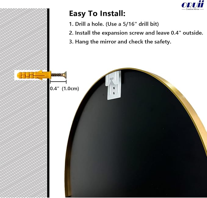Oruii Gold Round Mirror, Gold Round Mirror 24 inch, Circle Wall Mirrors Metal Frame, Golden Circular Mirrors for Wall, Living Room, Bathroom, Entryway, Vanity, Hallway (Brass)