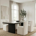 Hyfirm Upholstered Dining Chairs No Assembly, Set of 4 Modern Parsons Armless Kitchen Chairs with Padded Seat Cushion, Ready-to-Use White Linen Accent Side Chair for Diningroom Living Room Bedroom