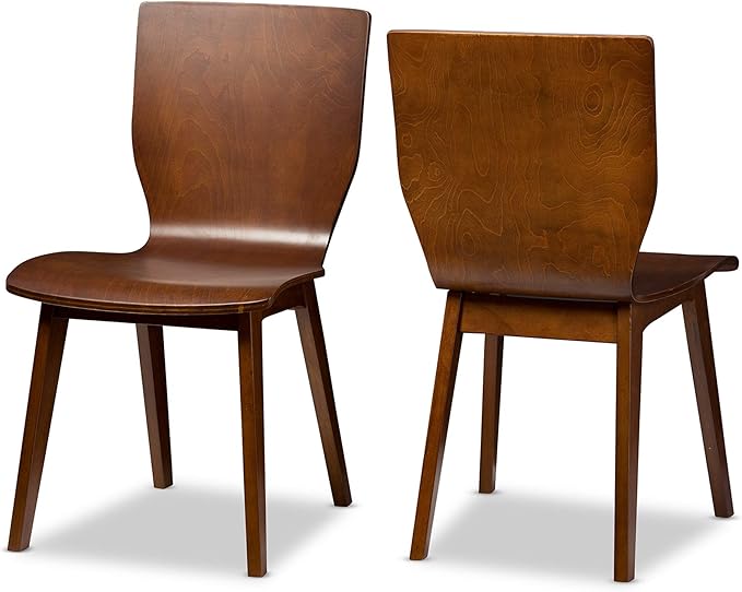 Baxton Studio Elsa Dining Chair Scandinavian Style Dark Walnut Bent Wood Dining Chair