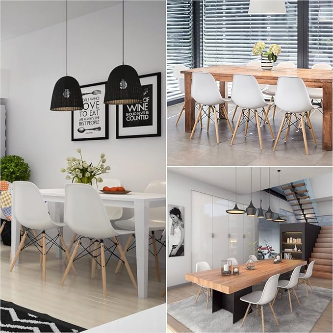 Furmax Modern Style Dining Chair Mid Century Modern DSW Chair, Shell Lounge Plastic Chair for Kitchen, Dining, Bedroom, Living Room Side Chairs Set of 4(White)