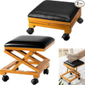 CroBlissful 2 Pack Rolling Adjustable Foot Rest Foldable Under Desk Ottoman with Wheels Leather Foldaway Guitar Foot Stool for Home Office Living Room Bedroom