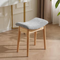 Square Linen Makeup Stool Small Ottoman Stool Chair for Vanity, Modern Padded Seat Foot Rest for Makeup Room, Bathroom (Classic-LightGray)