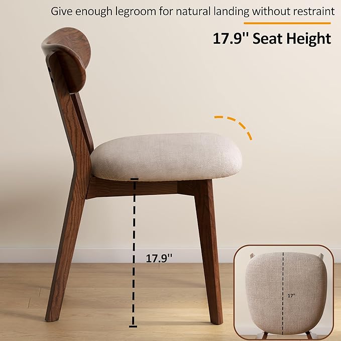 Modern Solid Wood Dining Chair Set of 2, Kitchen Dining Room Chair with Upholstered Cushion and Seat Cover for Dining Room, Kitchen