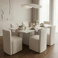 Hyfirm Upholstered Dining Chairs No Assembly, Set of 6 Modern Parsons Armless Kitchen Chairs with Padded Seat Cushion, Ready-to-Use White Linen Accent Side Chair for Diningroom Living Room Bedroom