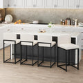 GarveeHome Bar Stools Set of 4, Modern Counter Height Bar Stools with Back and Footrest, Faux Leather Upholstered Barstools Chairs for Kitchen Island Dining Room Bar, White