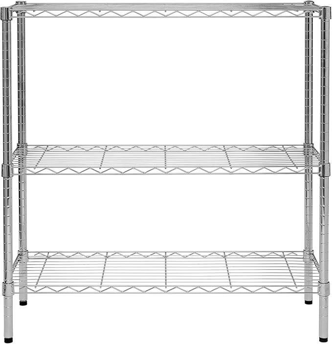 Honey-Can-Do 3-Tier Heavy-Duty Adjustable Shelf Storage Unit With 200-lb Capacity, Chrome SHF-09367 Steel Shelving, Heavy Duty Shelves, Shelving Unit,